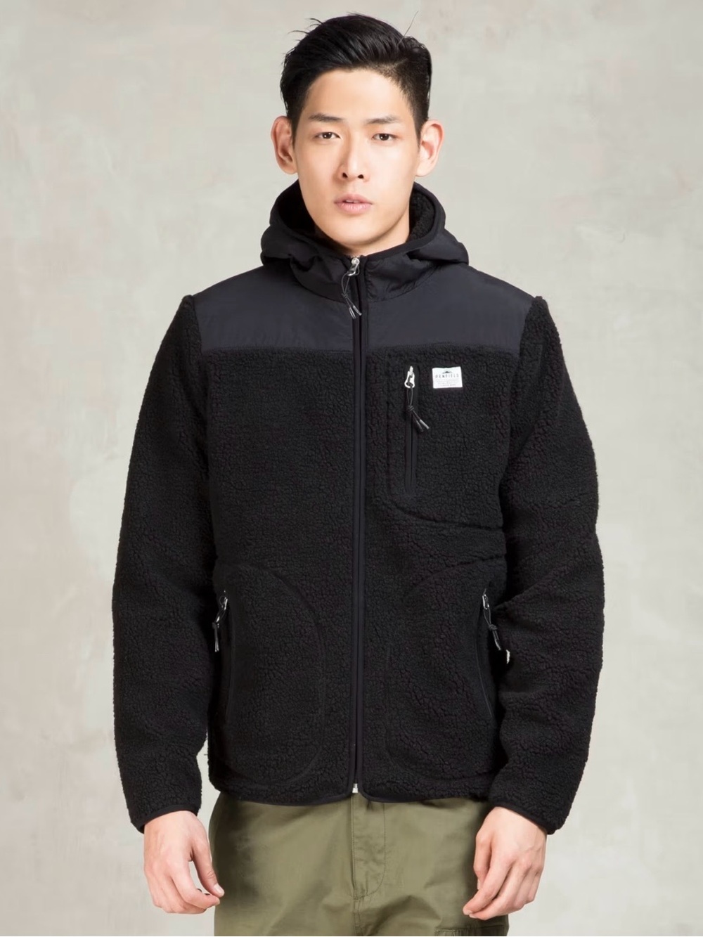 Penfield Black Carson Hooded Pile Fleece Jacket